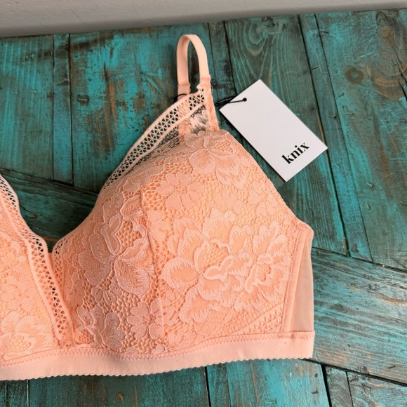 Knix Lace Deep Vneck Bralette Size XXL Honey Peach NWT - Picture 5 of 9